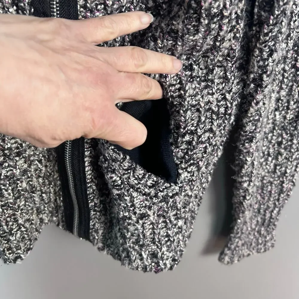 Free‎ People sweater Medium cardigan moto full zip chunky motorcycle